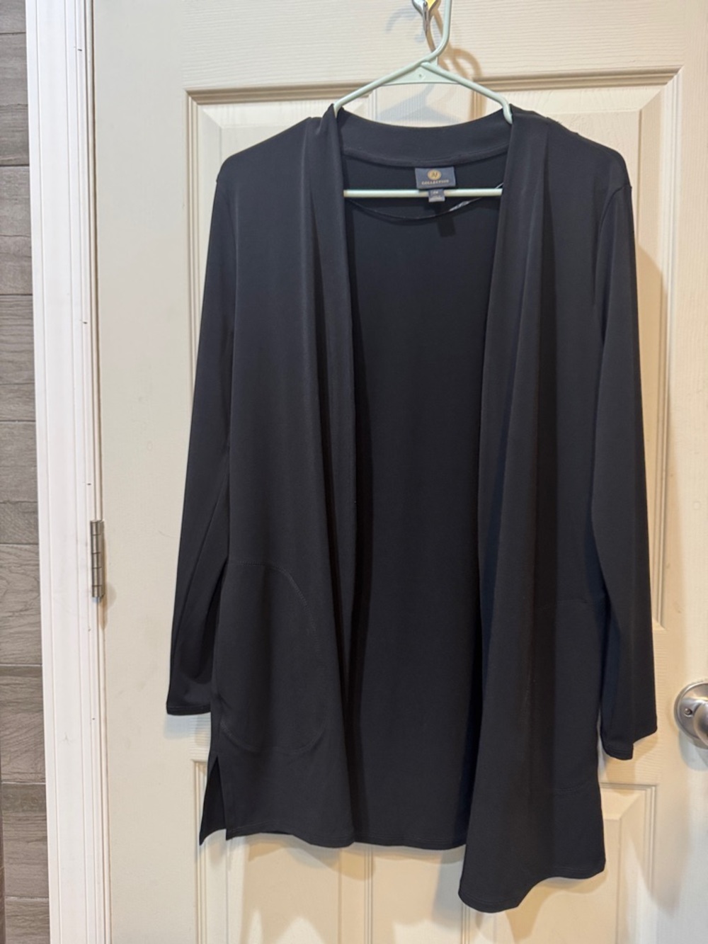 JM Collection Black Cardigan with Gold Logo Accent